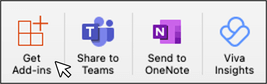 Capture d'écran du bouton Obtenir des compléments dans Microsoft Outlook sur macOS