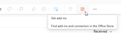 Capture d'écran du bouton Obtenir des compléments dans Microsoft Outlook sur le Web