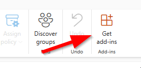 Capture d'écran du bouton Get-Add-Ins dans Microsoft Outlook on Web