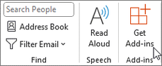Capture d'écran du bouton "Get-Add-Ins" dans Microsoft Outlook