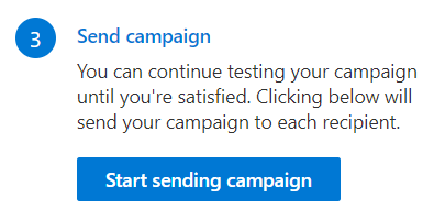 Capture d'écran du bouton permettant de lancer une campagne d'envoi