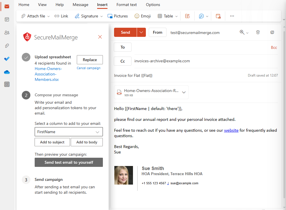 SecureMailMerge - Fusion de courrier avancée pour Outlook