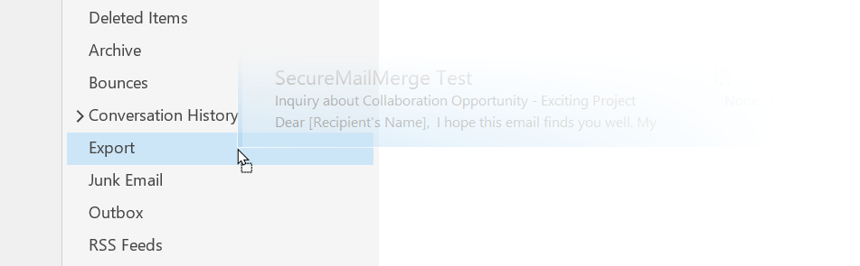 Capture d'écran du déplacement d'e-mails vers un dossier dans Outlook