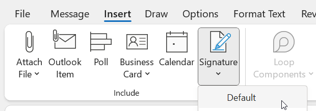 Inclure manuellement des signatures dans les messages dans Outlook classique sur le bureau