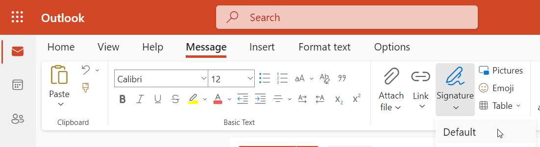 Inclure manuellement des signatures dans les messages dans New Outlook et sur le Web