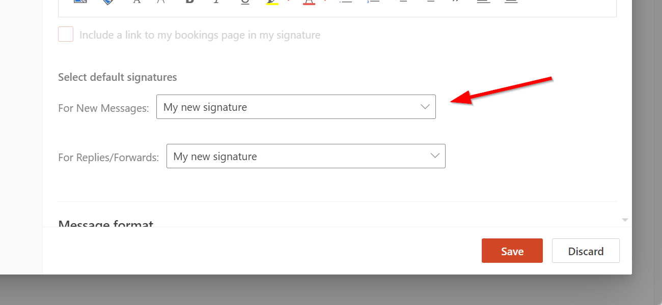 Inclure automatiquement la signature dans les nouveaux messages dans New Outlook et sur le Web - outlook.office.com