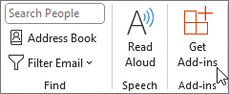 Capture d'écran du bouton Get-Add-Ins dans Microsoft Outlook