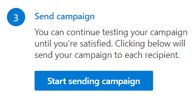 Capture d'écran du bouton pour commencer à envoyer la campagne